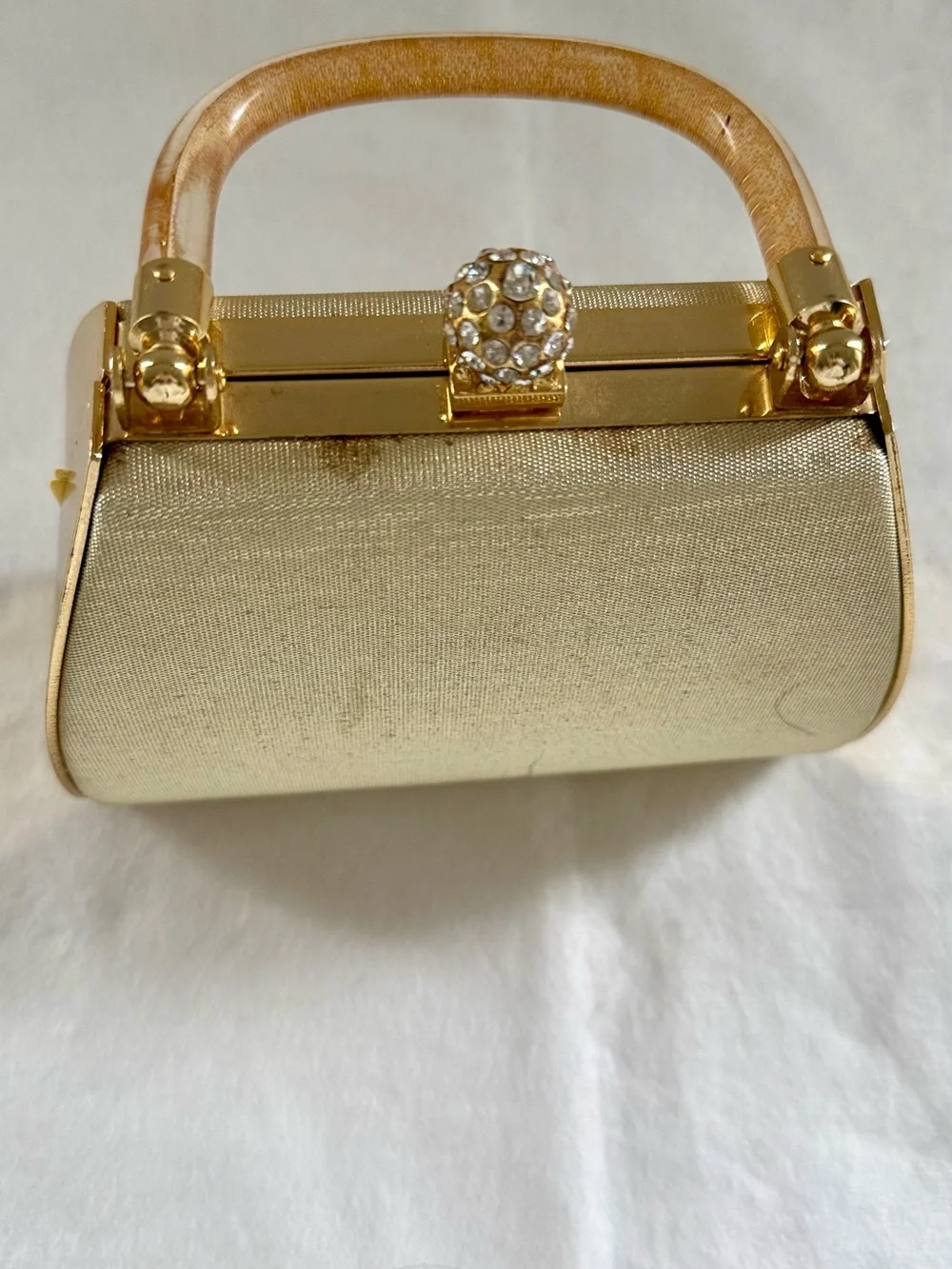 Gold Evening Handbag with Crystal Clasp